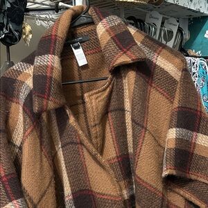 Brown Plaid Wrap/Cape